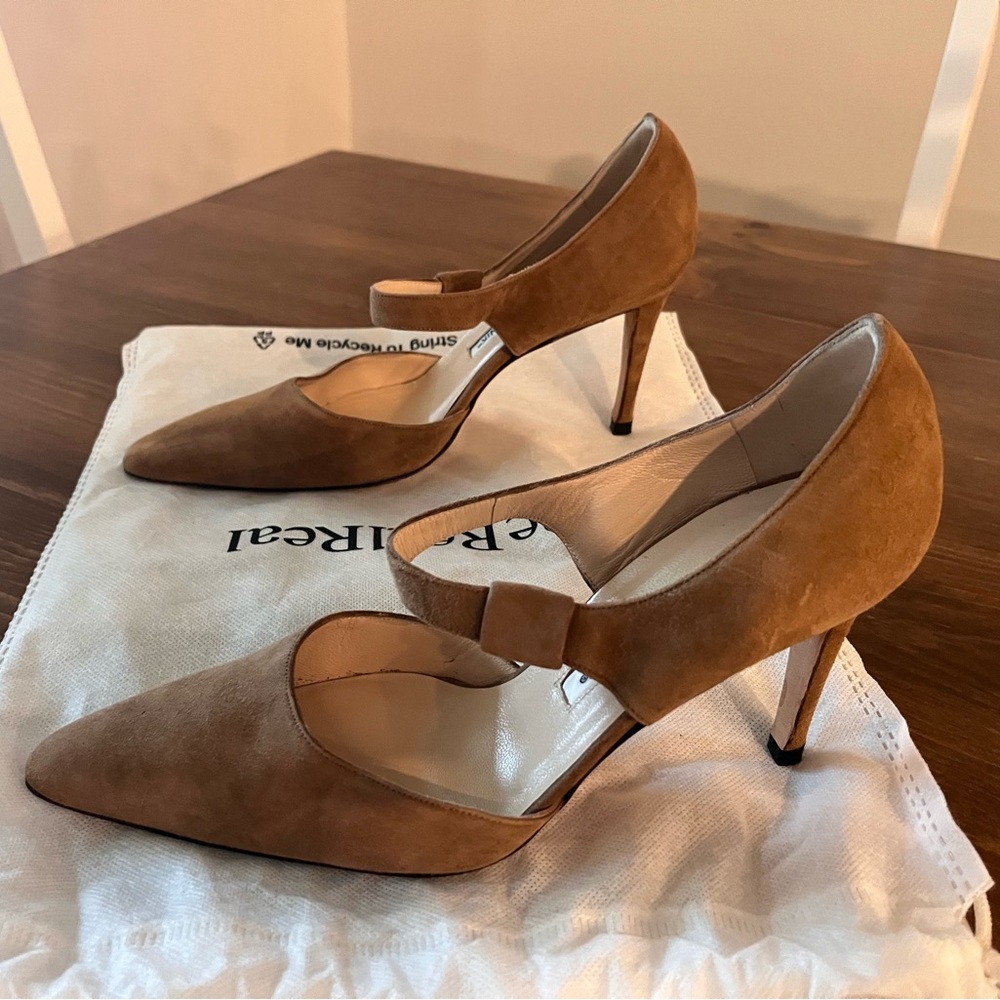 Manolo Blahnik Suede D’Orsay Pumps